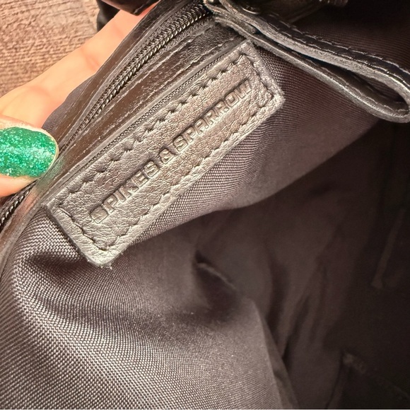 Spikes & Sparrow Leather Shoulder Bag - Harli - Black - Picture 12 of 14